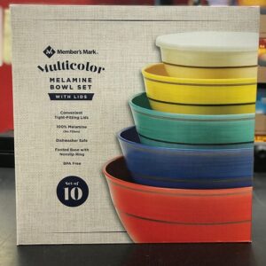 Multi color set of 10 bowls and lids