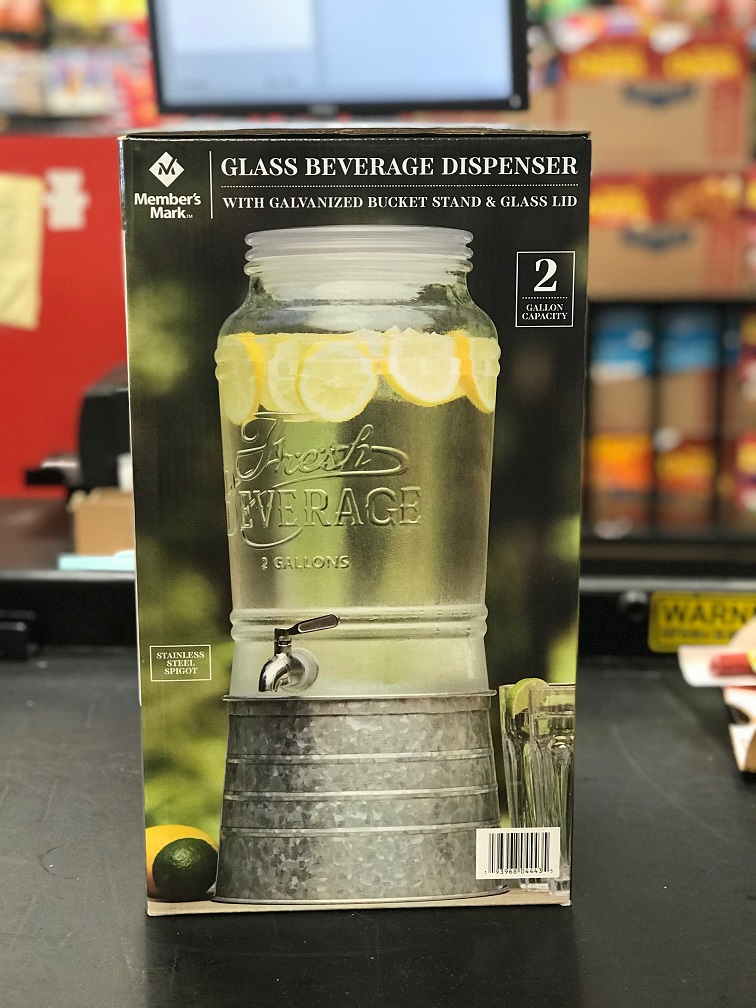 2 Gallon glass beverage dispenser - Sunshine Supermarkets